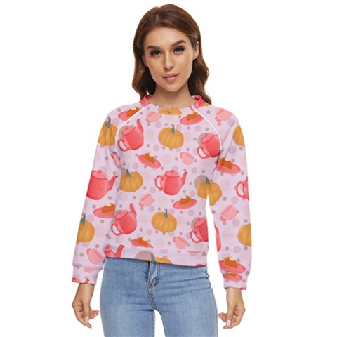 Pumpkin Tea Cup Pie Dessert Women s Long Sleeve Raglan Tee by Semog4