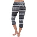 Tribal Zentangle Line Pattern Lightweight Velour Capri Yoga Leggings View4