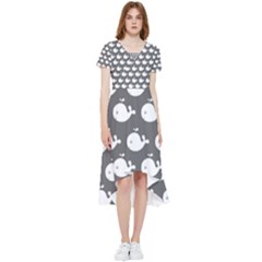 Cute Whale Illustration Pattern High Low Boho Dress