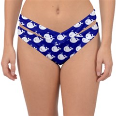 Cute Whale Illustration Pattern Double Strap Halter Bikini Bottoms