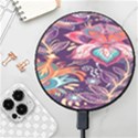 Ornamental Patterns Abstract Flower Pattern Purple Wireless Fast Charger(Black) View1