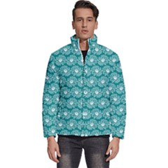 Gerbera Daisy Vector Tile Pattern Men s Puffer Bubble Jacket Coat by GardenOfOphir