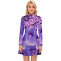 Pattern Floral Flora Flower Flowers Blue Violet Patterns Long Sleeve Velour Longline Dress View1