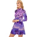 Pattern Floral Flora Flower Flowers Blue Violet Patterns Long Sleeve Velour Longline Dress View2