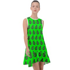 Ladybug Vector Geometric Tile Pattern Frill Swing Dress by GardenOfOphir