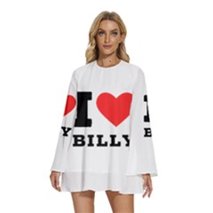 I Love Billy Round Neck Long Sleeve Bohemian Style Chiffon Mini Dress