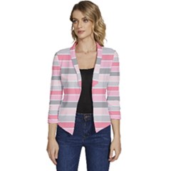 Background-01 Women s Casual 3/4 Sleeve Spring Jacket