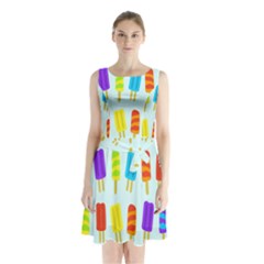 Background-29 Sleeveless Waist Tie Chiffon Dress by nateshop