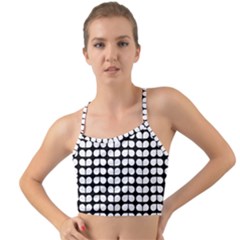 Black And White Leaf Pattern Mini Tank Bikini Top