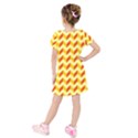 Modern Retro Chevron Patchwork Pattern Kids  Short Sleeve Velvet Dress View2