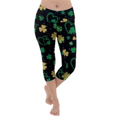 Clovers Flowers Clover Pat Lightweight Velour Capri Yoga Leggings