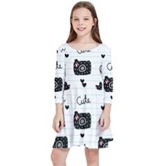 Cute-cutes Kids  Quarter Sleeve Skater Dress by nateshop