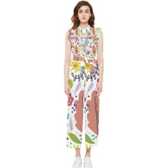 Flowers-101 Women s Frill Top Chiffon Jumpsuit