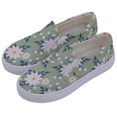 Flowers-108 Kids  Canvas Slip Ons