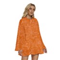 Orange-chaotic Round Neck Long Sleeve Bohemian Style Chiffon Mini Dress View3