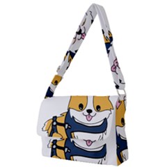 Puppy Cartoon Corgi Full Print Messenger Bag (l) by Semog4