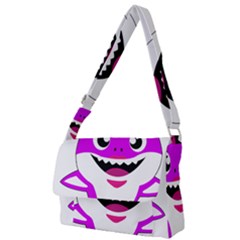 Purple Shark Fish Full Print Messenger Bag (l) by Semog4