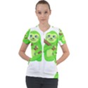 Sloth Branch Cartoon Fantasy Short Sleeve Zip Up Jacket View1