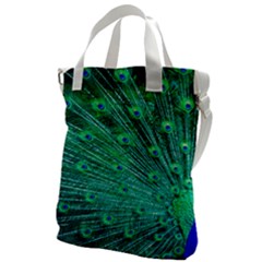 Green And Blue Peafowl Peacock Animal Color Brightly Colored Canvas Messenger Bag by Semog4