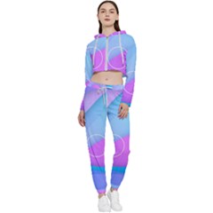 Colorful Blue Purple Wave Cropped Zip Up Lounge Set by Semog4