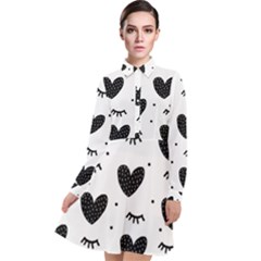 Hearts-57 Long Sleeve Chiffon Shirt Dress by nateshop