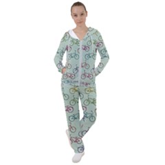 Bicycle Bikes Pattern Ride Wheel Cycle Icon Women s Tracksuit