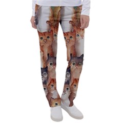 Cats Watercolor Pet Animal Mammal Women s Casual Pants by Jancukart