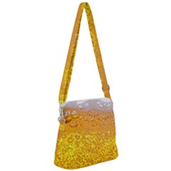 Texture Pattern Macro Glass Of Beer Foam White Yellow Bubble Zipper Messenger Bag by Semog4