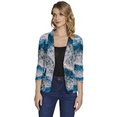 Waves Wave Nature Beach Women s One-button 3/4 Sleeve Short Jacket