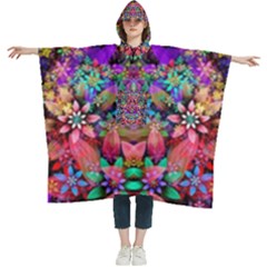 Flower Patterns Abstract Pattern Digital Art Women s Hooded Rain Ponchos