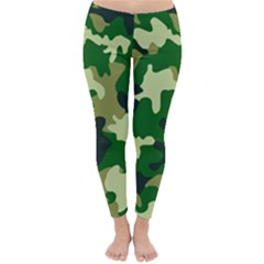 Green Military Background Camouflage Classic Winter Leggings by Semog4