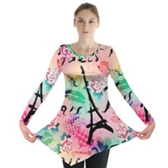 From Paris Abstract Art Pattern Long Sleeve Tunic 