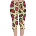 Watermelon Pattern Slices Fruit Velvet Capri Leggings  View1