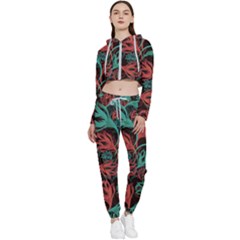 Flower Patterns Ornament Pattern Cropped Zip Up Lounge Set by Semog4