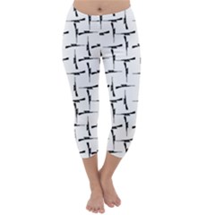 Precision Pursuit: Hunting Motif Black And White Pattern Capri Winter Leggings  by dflcprintsclothing