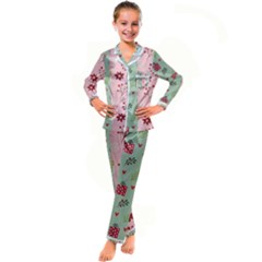 Flat Christmas Pattern Collection Kid s Satin Long Sleeve Pajamas Set by Semog4