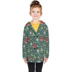 Beautiful Knitted Christmas Pattern Kids  Double Breasted Button Coat by Semog4