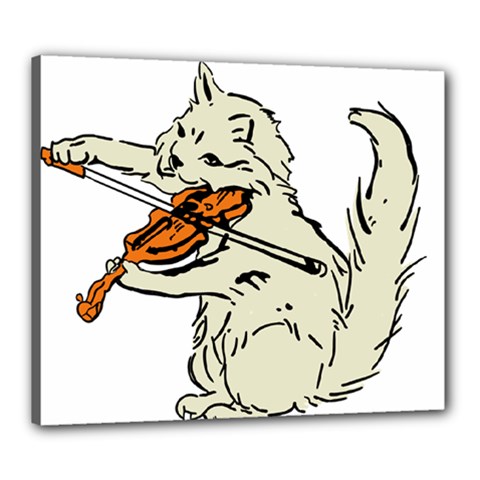 Cat Playing The Violin Art Canvas 24  X 20  (stretched) by oldshool