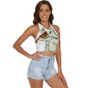 Cat Playing The Violin Art Backless Halter Cami Shirt View3