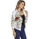 Cat Playing The Violin Art Women s Casual 3/4 Sleeve Spring Jacket View3