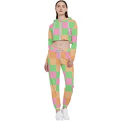 Checkerboard-pastel-squares Cropped Zip Up Lounge Set by Semog4