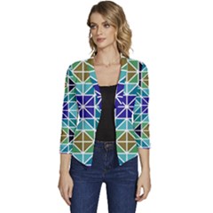 Mosaic-triangle-symmetry- Women s Casual 3/4 Sleeve Spring Jacket