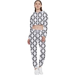 Black-pattern-halftone-wallpaper Cropped Zip Up Lounge Set by Semog4