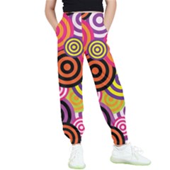 Abstract-circles-background-retro Kids  Elastic Waist Pants by Semog4