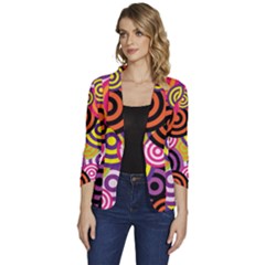 Abstract-circles-background-retro Women s One-button 3/4 Sleeve Short Jacket