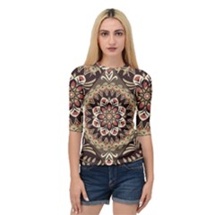 Seamless Pattern Floral Flower Quarter Sleeve Raglan Tee