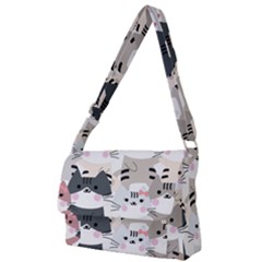 Cute Cat Couple Seamless Pattern Cartoon Full Print Messenger Bag (l) by Semog4