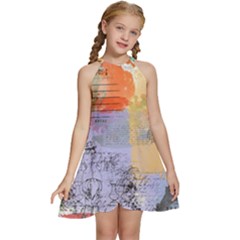 Scrapbook Paris Vintage France Kids  Halter Collar Waist Tie Chiffon Dress by Salman4z