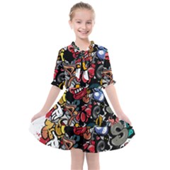 Mural Graffiti Paint Kids  All Frills Chiffon Dress by Salman4z