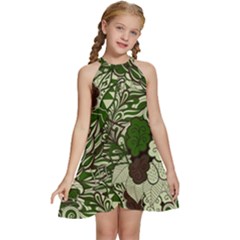 Texture Ornament Pattern Seamless Paisley Kids  Halter Collar Waist Tie Chiffon Dress by Salman4z